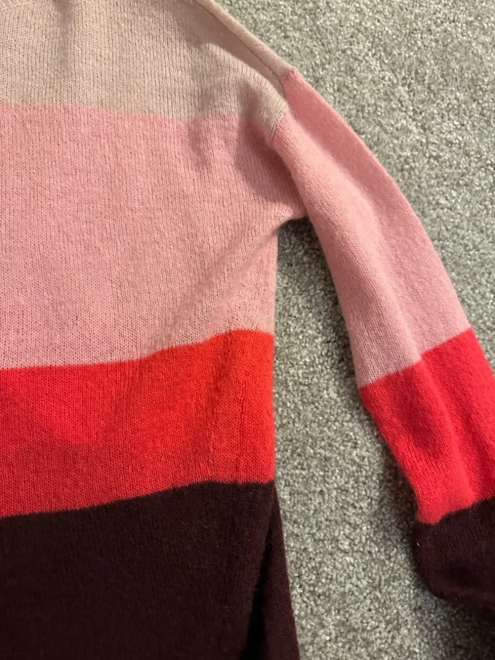 Loft Women's Striped Crewneck Sweater - Pink & Red Colorblock - Picture 7 of 7